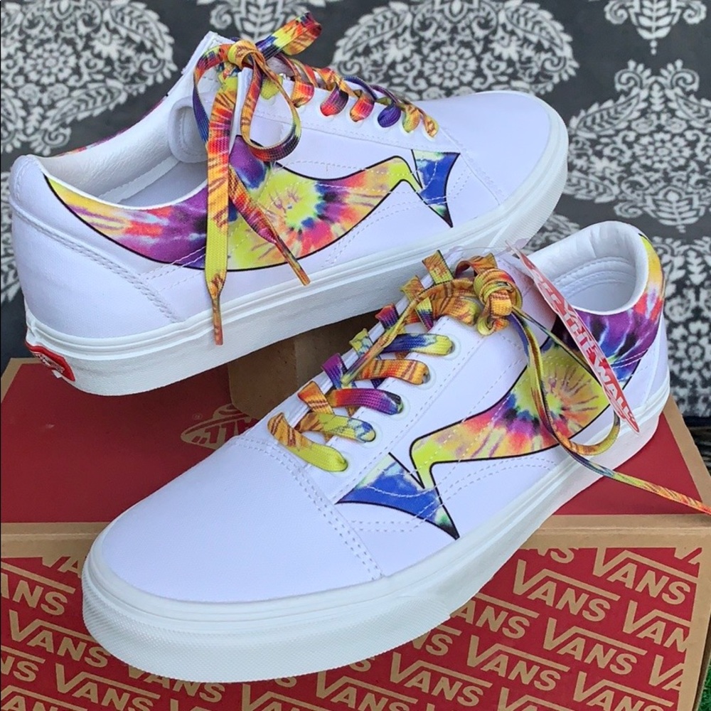 VANS OLD SKOOL WARP TRUE WHITE/TIE DYE WMNS - Picture 2 of 16